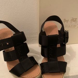 Black straps, wheat color wedge